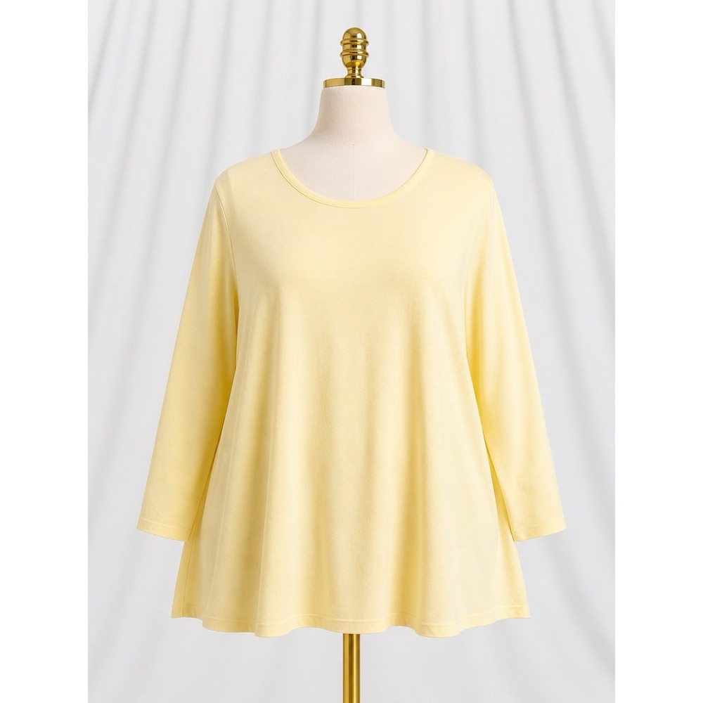 LL Bean 100% Supima Cotton Tee Long Sleeve Butter Yellow Soft Knit Plus Size 2X